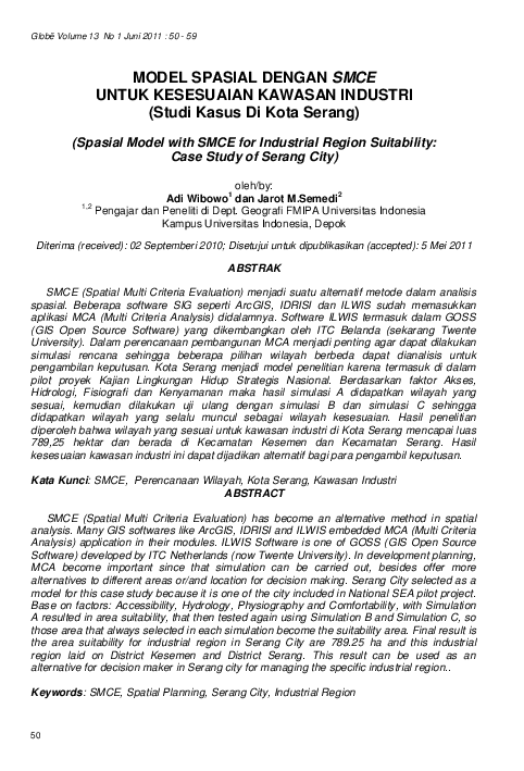 (PDF) Model Spasial Dengan Smce Untuk Kesesuaian Kawasan Industri
