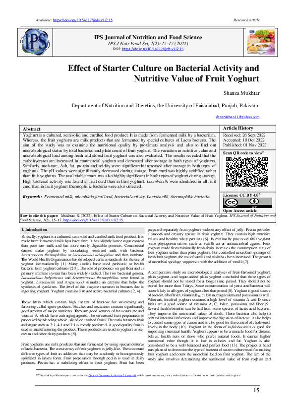 (PDF) Effect of Starter Culture on Bacterial Activity and Nutritive ...