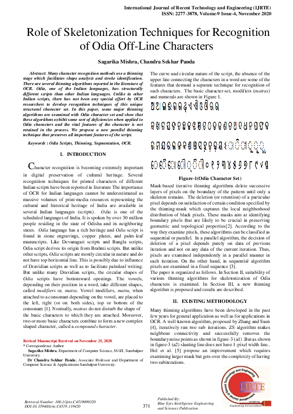 (PDF) Role of Skeletonization Techniques for Recognition of Odia Off ...