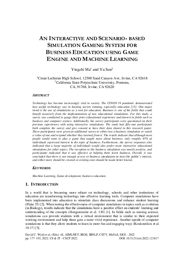 (PDF) An Interactive and Scenario-based Simulation Gaming System for ...
