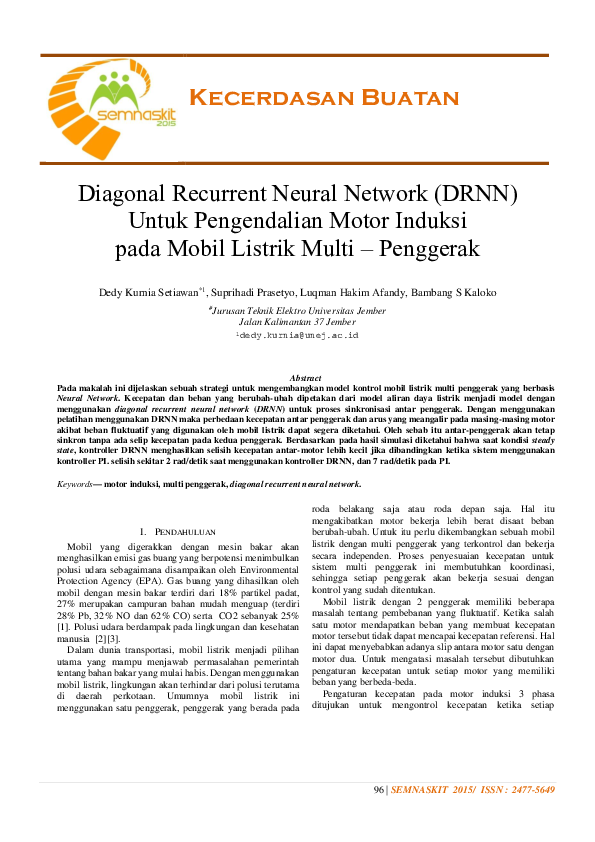 (PDF) Diagonal Recurrent Neural Network (DRNN) Untuk Pengendalian Motor ...