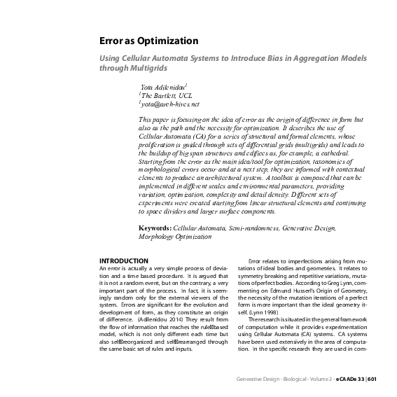 (PDF) Error as Optimization - Using Cellular Automata Systems to ...