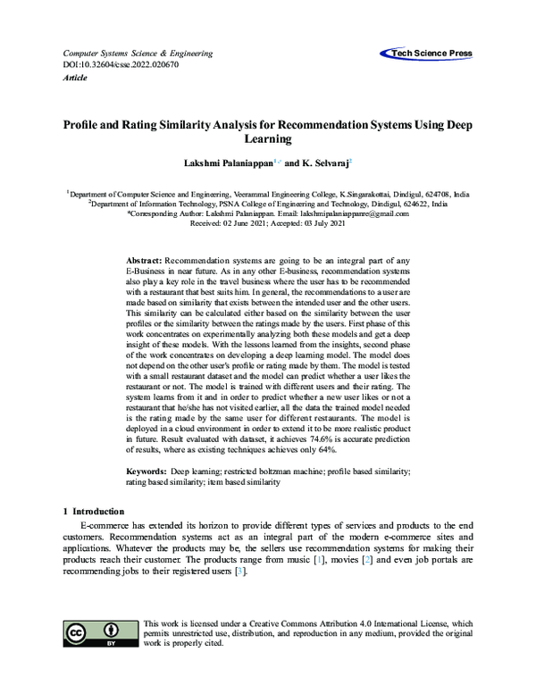 (PDF) Profile and Rating Similarity Analysis for Recommendation Systems ...