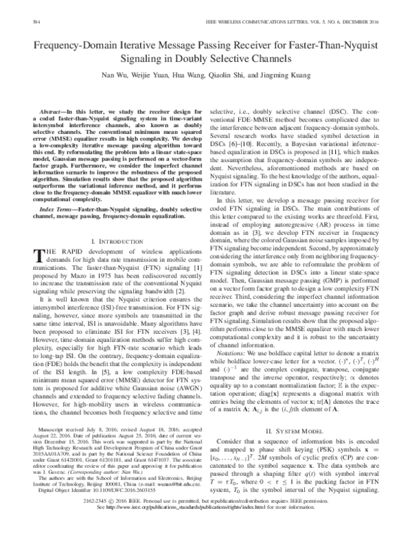 (PDF) Frequency-Domain Iterative Message Passing Receiver for Faster ...