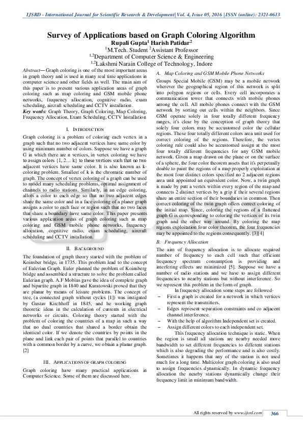 (PDF) Survey of Applications based on Graph Coloring Algorithm