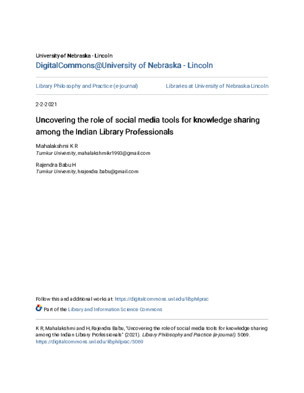 (PDF) Uncovering the role of social media tools for knowledge sharing ...