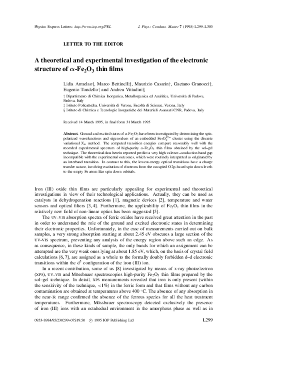 (PDF) A theoretical and experimental investigation of the electronic ...