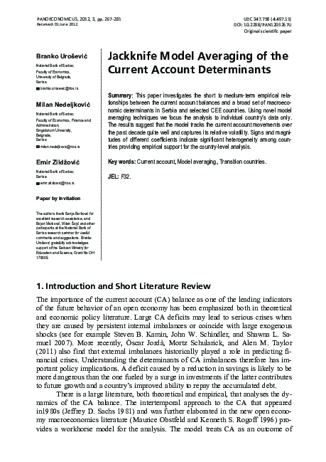 (PDF) Jackknife model averaging of the current account determinants