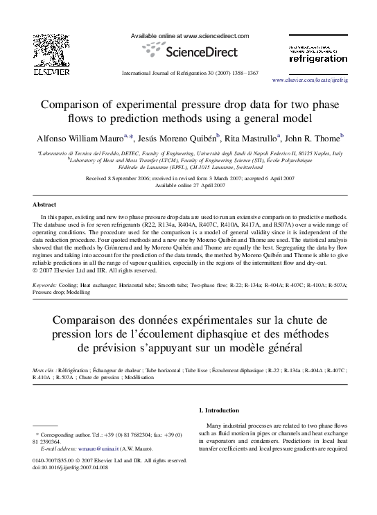 (PDF) Comparison of experimental pressure drop data for two phase flows ...