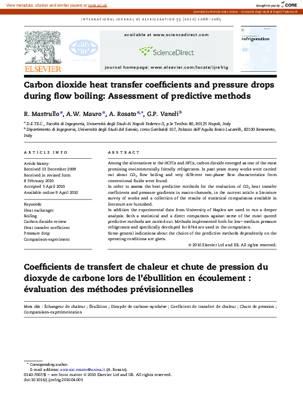 (PDF) Carbon dioxide heat transfer coefficients and pressure drops ...