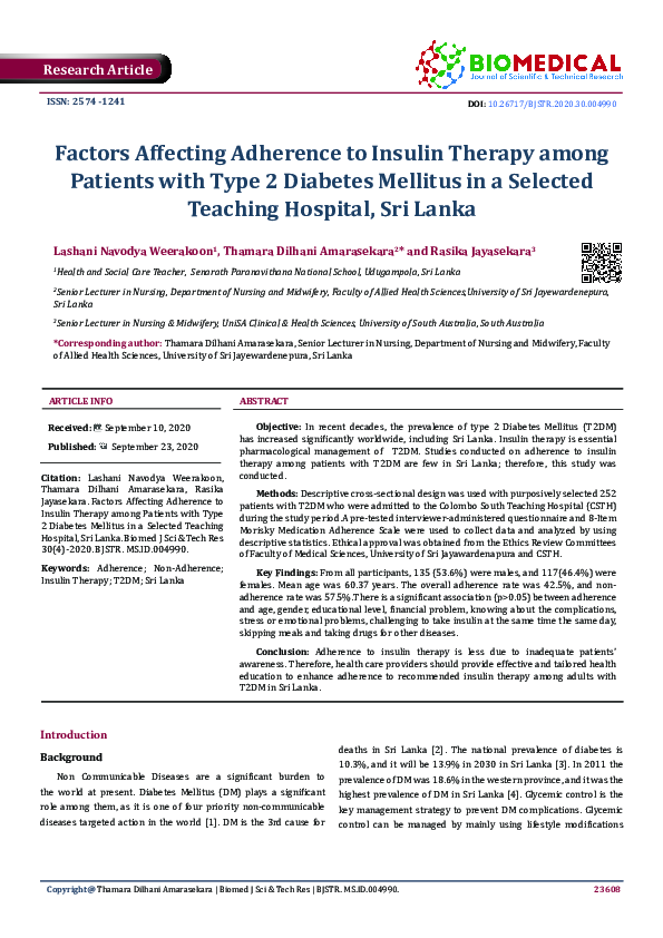(PDF) Factors Affecting Adherence to Insulin Therapy among Patients ...