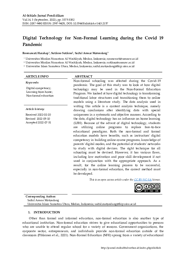 (PDF) Digital Technology for Non-Formal Learning during the Covid 19 ...