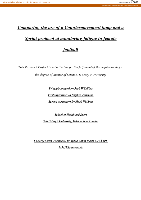 (PDF) Comparing the use of a Countermovement jump and a Sprint protocol ...