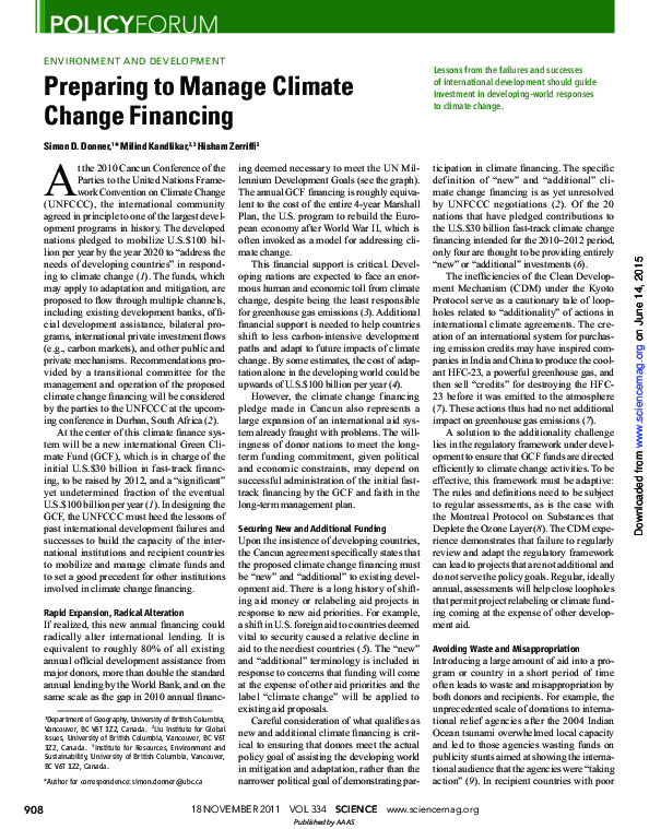 (PDF) Preparing to Manage Climate Change Financing