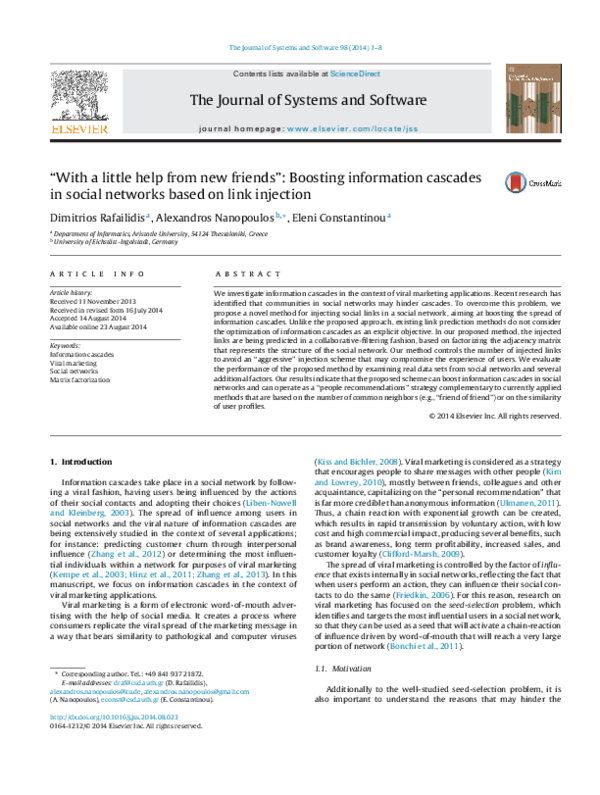 (PDF) “With a little help from new friends”: Boosting information ...