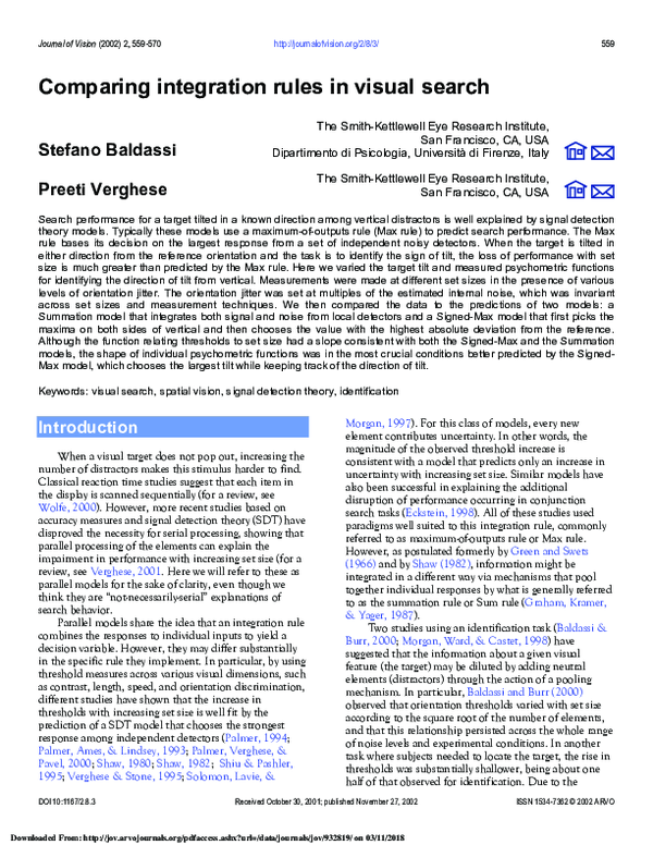 (PDF) Comparing integration rules in visual search