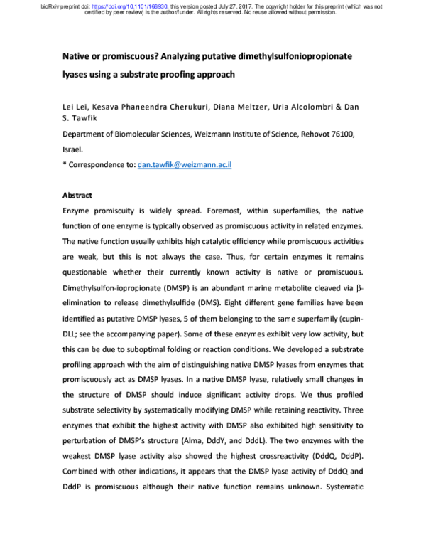 (PDF) Native or promiscuous? Analyzing putative ...