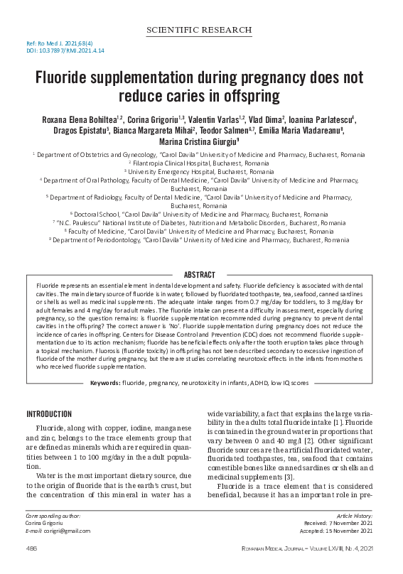 (PDF) Fluoride supplementation during pregnancy does not reduce caries