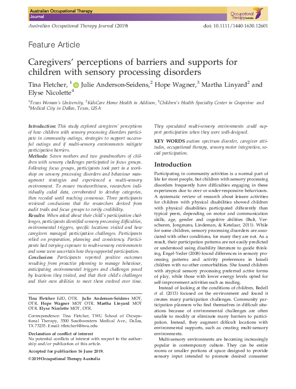 (PDF) Caregivers’ perceptions of barriers and supports for children ...