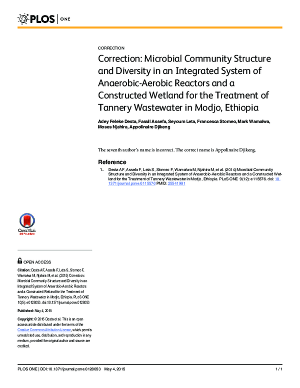 (PDF) Correction: Microbial Community Structure and Diversity in an ...
