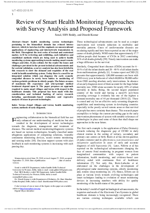 (PDF) Review of Smart Health Monitoring Approaches With Survey Analysis ...