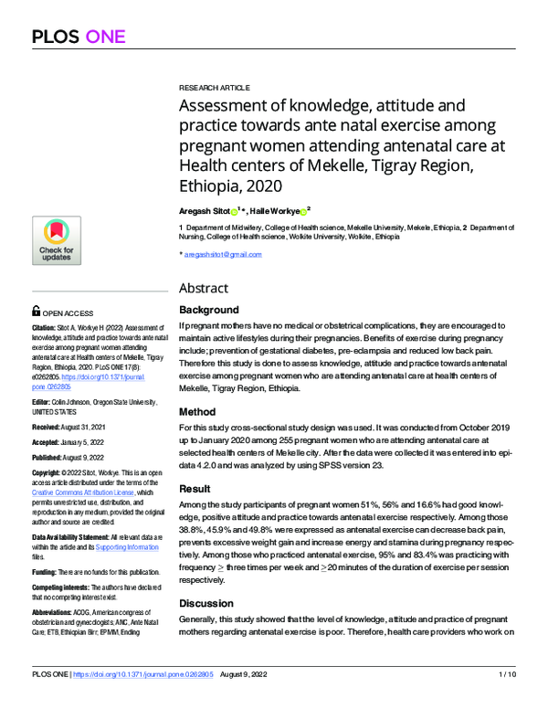 (PDF) Assessment of knowledge, attitude and practice towards ante natal ...