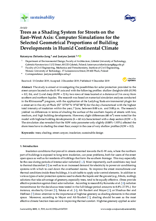 (PDF) Trees as a Shading System for Streets on the East–West Axis ...