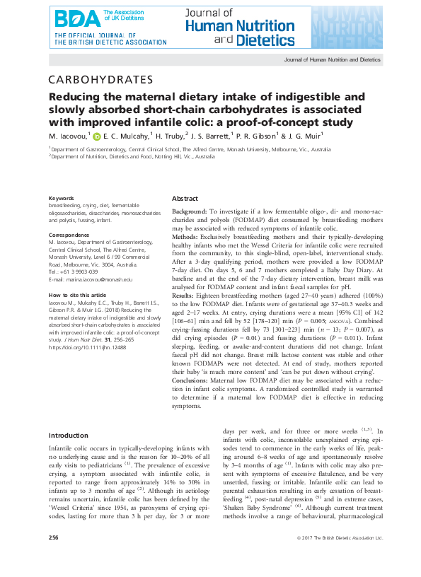 (PDF) Reducing the maternal dietary intake of indigestible and slowly