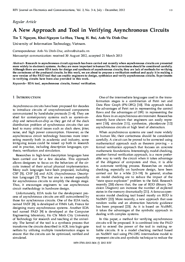 (PDF) A new approach and tool in verifying asynchronous circuits