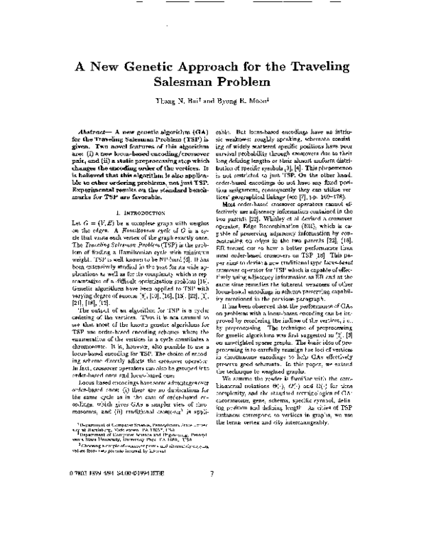 (PDF) A new genetic approach for the traveling salesman problem