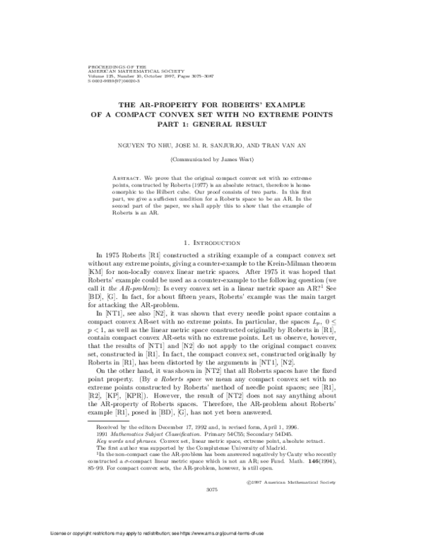 (PDF) The AR-property for Roberts’ example of a compact convex set with ...