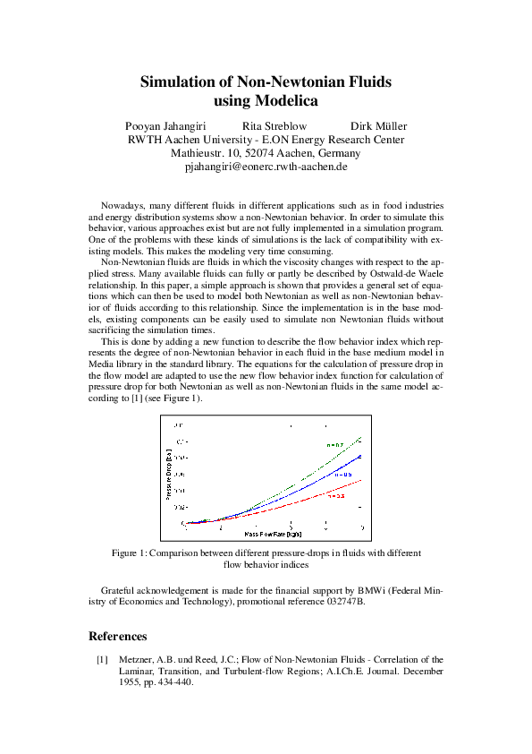 (PDF) Simulation of Non-Newtonian Fluids using Modelica