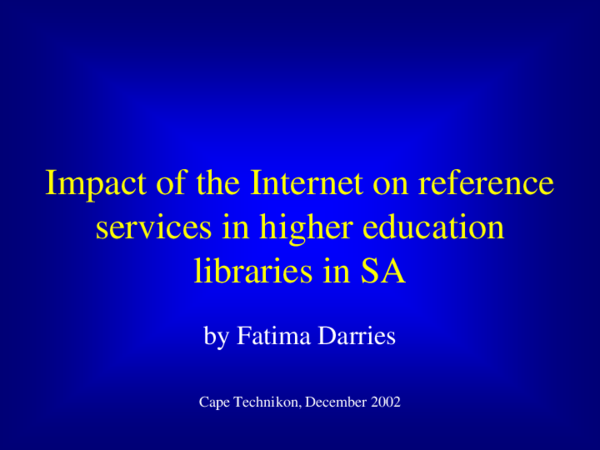 (PDF) The impact of the Internet on Reference services in Higher ...