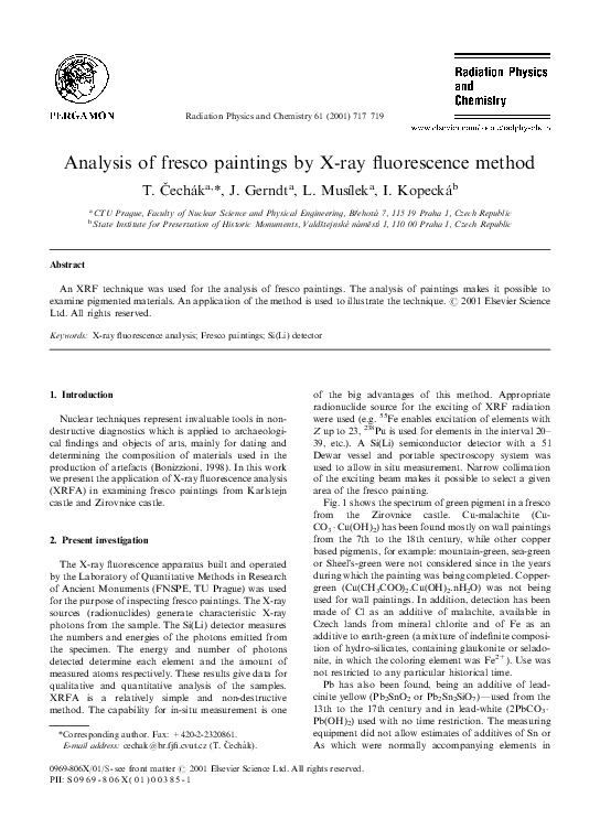 (PDF) Analysis of fresco paintings by Xray fluorescence method Ivana