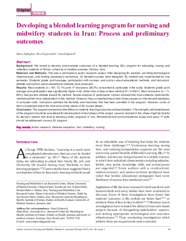 (PDF) Developing a blended learning program for nursing and midwifery ...