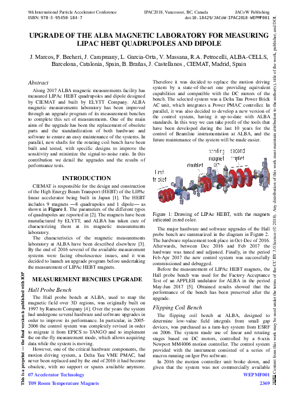 (PDF) Upgrade of the ALBA magnetic laboratory for measuring LIPAc HEBT ...