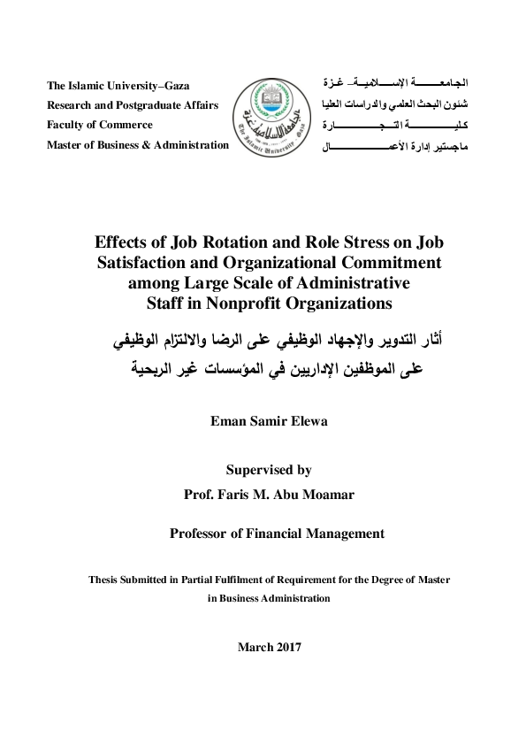 (PDF) Effects of Job Rotation and Role Stress on Job Satisfaction and ...