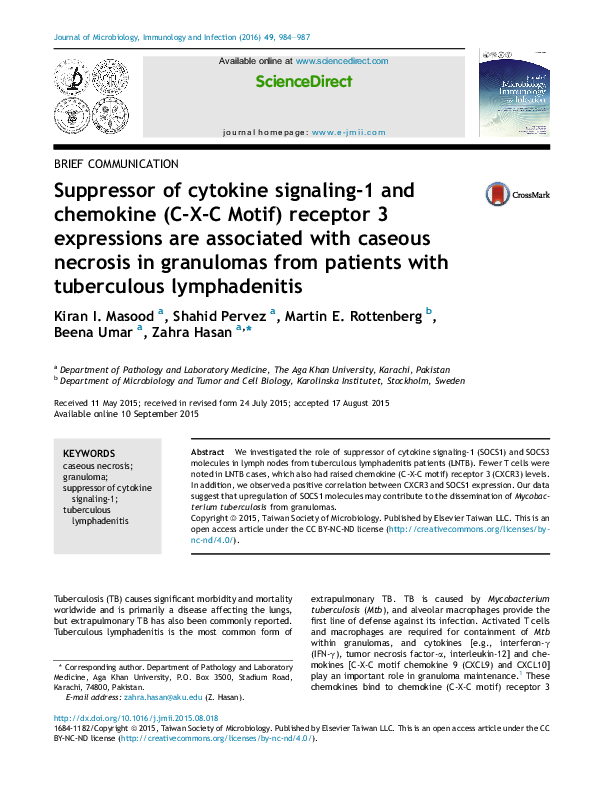 (PDF) Suppressor of cytokine signaling (SOCS)-1 and CXCR3 expression is ...