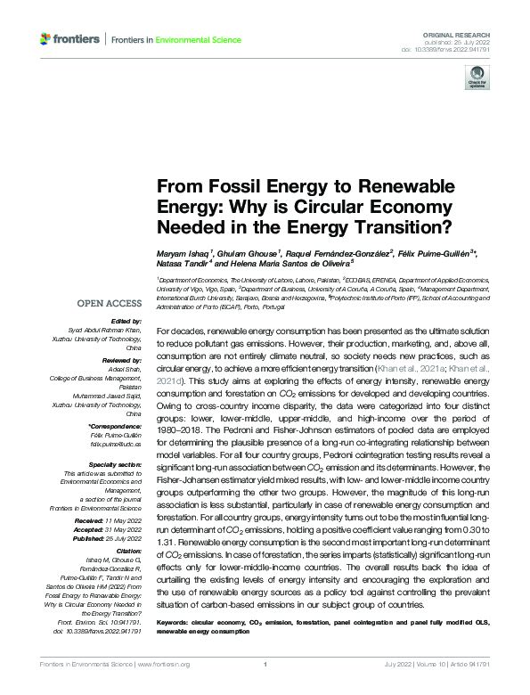 (PDF) From Fossil Energy to Renewable Energy: Why is Circular Economy ...