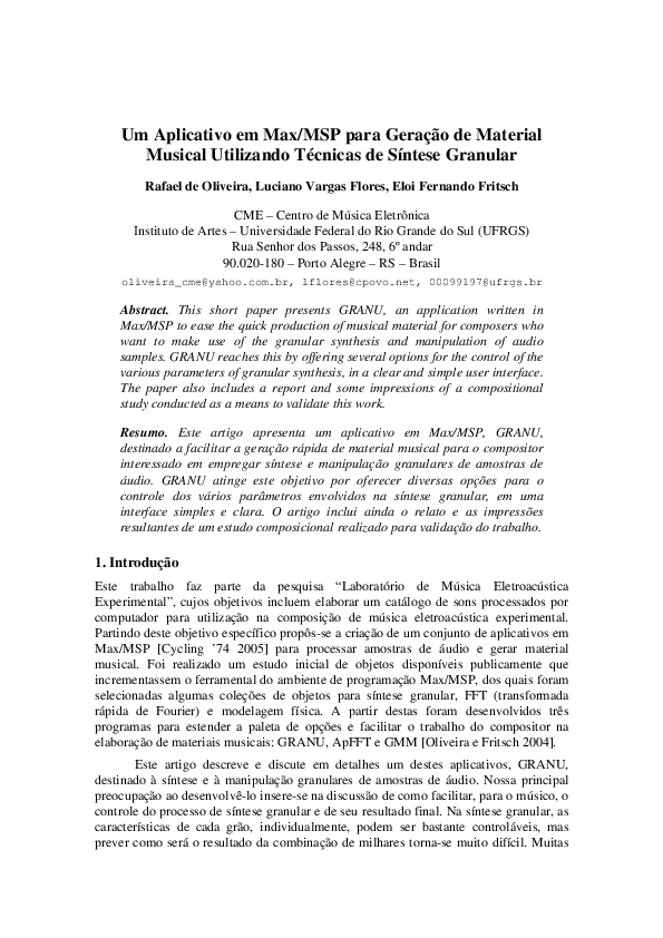 (PDF) Um Aplicativo em Max/MSP para Geração de Material Musical ...