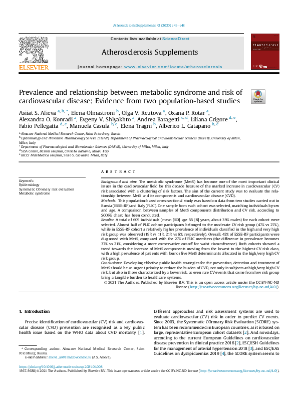 (PDF) Prevalence and relationship between metabolic syndrome and risk ...