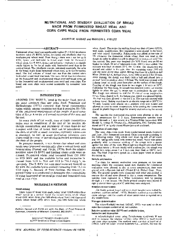 (PDF) Nutritional and Sensory Evaluation of Bread Made from Fermented ...