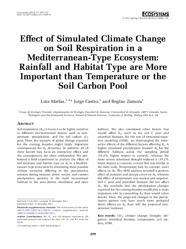 (PDF) Effect of Simulated Climate Change on Soil Respiration in a ...