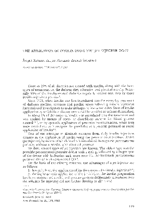 (PDF) The application of insulin using the jet injector DG-77