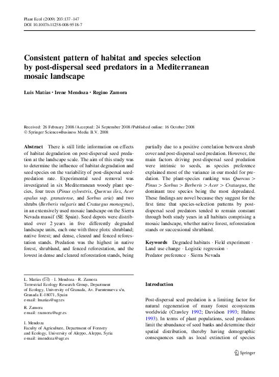 (PDF) Consistent pattern of habitat and species selection by post ...