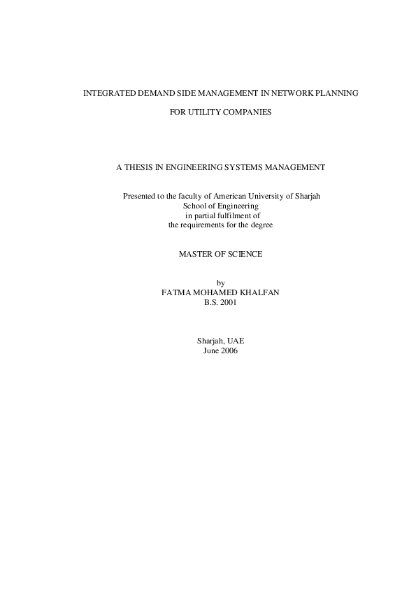 (PDF) Integrated Demand Side Management in Network Planning for Utility ...