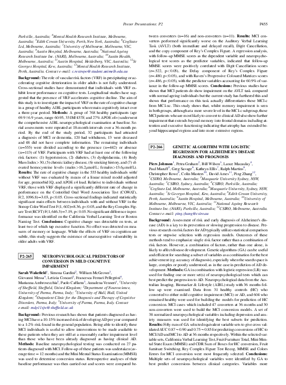 Neuropsychological predictors of conversion in mild cognitive impairment