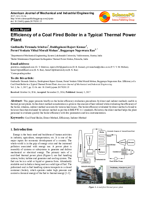 (PDF) Efficiency of a Coal Fired Boiler in a Typical Thermal Power Plant