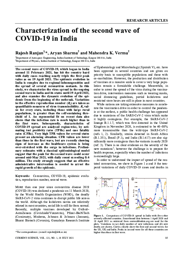 (PDF) Characterization of the Second Wave of COVID-19 in India | Aryan ...