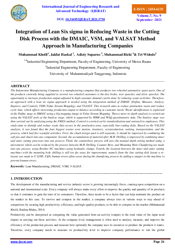 (PDF) Integration of Lean Six sigma in Reducing Waste in the Cutting ...